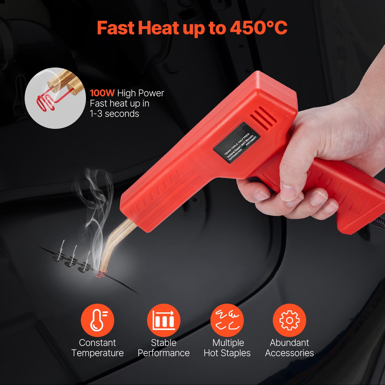 KFFKFF Polymer Fusion Tool, 100W Polymer Fusion Apparatus with 800 Hot Fasteners, Expert Hot Fastener Fusion Apparatus, Polymer Auto Fender Restoration Set with LED Illumination for Canoe, Playthings