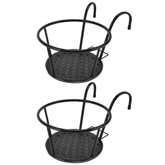 DEWIN 2pcs hanging spider plant potted wall hanging Multipurpose Iron Art Hanging Railing Plant Holder for Patio Balcony Porch