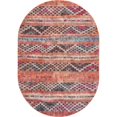 thumbnail image 1 of Unique Loom Revival Striped Chevron Rug 7' 6 x 10' 6 Oval Red/Black, 1 of 1