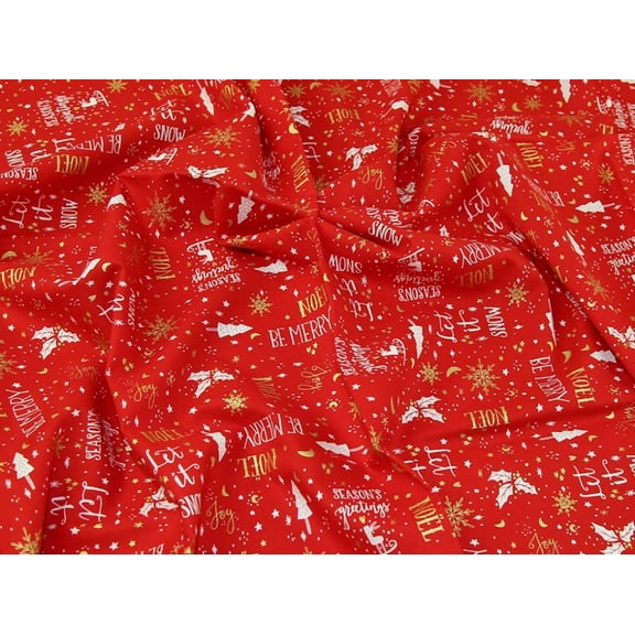 Christmas Cotton Dress Fabric Red - per yard