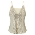 thumbnail image 4 of Aueoeo Women's Sequin Tank Top V Neck Sleeveless Top Sparkly Glitter Party Club Vests Trendy Relaxed Fits Concert Outfits, 4 of 7