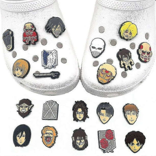 21pcs Anime Attack On Titan Shoes Decoration Charms For Croc Clog Decoration Sandals Accessories For Kids Adults Party's Favor Gifts