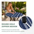 thumbnail image 4 of Round Outdoor Tablecloth with Umbrella Hole and Zipper, Boho Navy Blue Tablecloth with Elastic Waterproof, Minimalist Farmhouse Striped Patio Table Covers for 45" - 54" Picnic Pool Tables, 4 of 9