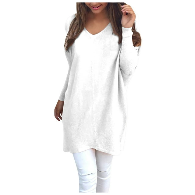 GDREDA Women's Oversized Sweater Cowl Neck Long Sleeve Button Loose Pullover Knit Sweater Tops White,S