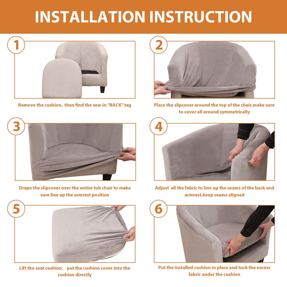 JIAN YA NA Stretch Velvet Club Chair Cover Tub Chair Covers Armchair Sofa Slipcover Furniture Protector for Living Room 2 Pcs/Set（Orange）
