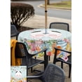 thumbnail image 4 of Outdoor Tablecloth with Umbrella Hole and Zipper, Easter Bunny Square Table Cloth 60x60 Inch Waterproof Tablecloth, Easter Eggs Spring Farmhouse Wood Grain Teal Blue Picnic Table Cover for Patio, 4 of 7