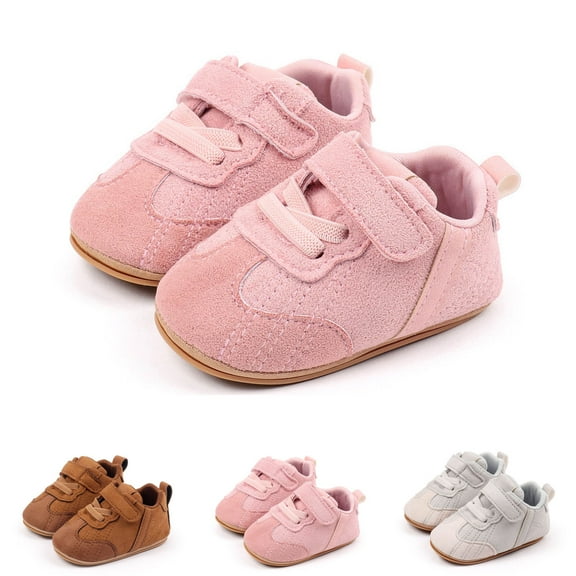 Dakaela Baby Shoes Boys Girls Non Slip Walking Sneakers 0 3 6 9 12 18 Months Infant Moccasins Newborn Loafers Crib Shoes with Hook and Loop Coffee Size 3