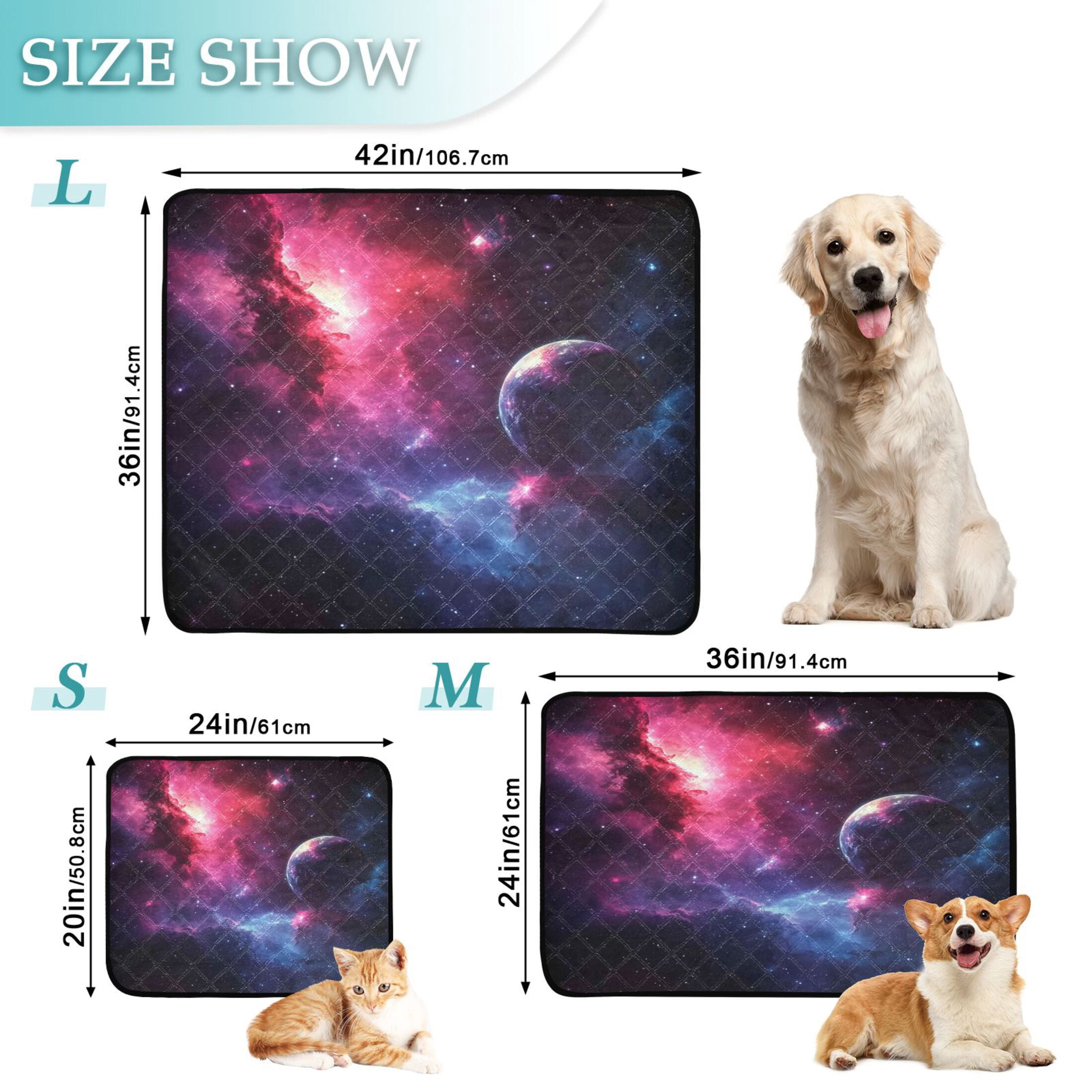Washable Pet Pee Pads with Super Absorbent Reusable Training Pads for Dogs & Cats Vibrant Space Background