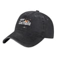 thumbnail image 2 of Vintage Cotton Washed Distressed Baseball Cap - Black Dad Hat with ' Happy Cocktails ' Text Cocktail Glass & Sunset Design for Men & Women, 2 of 6