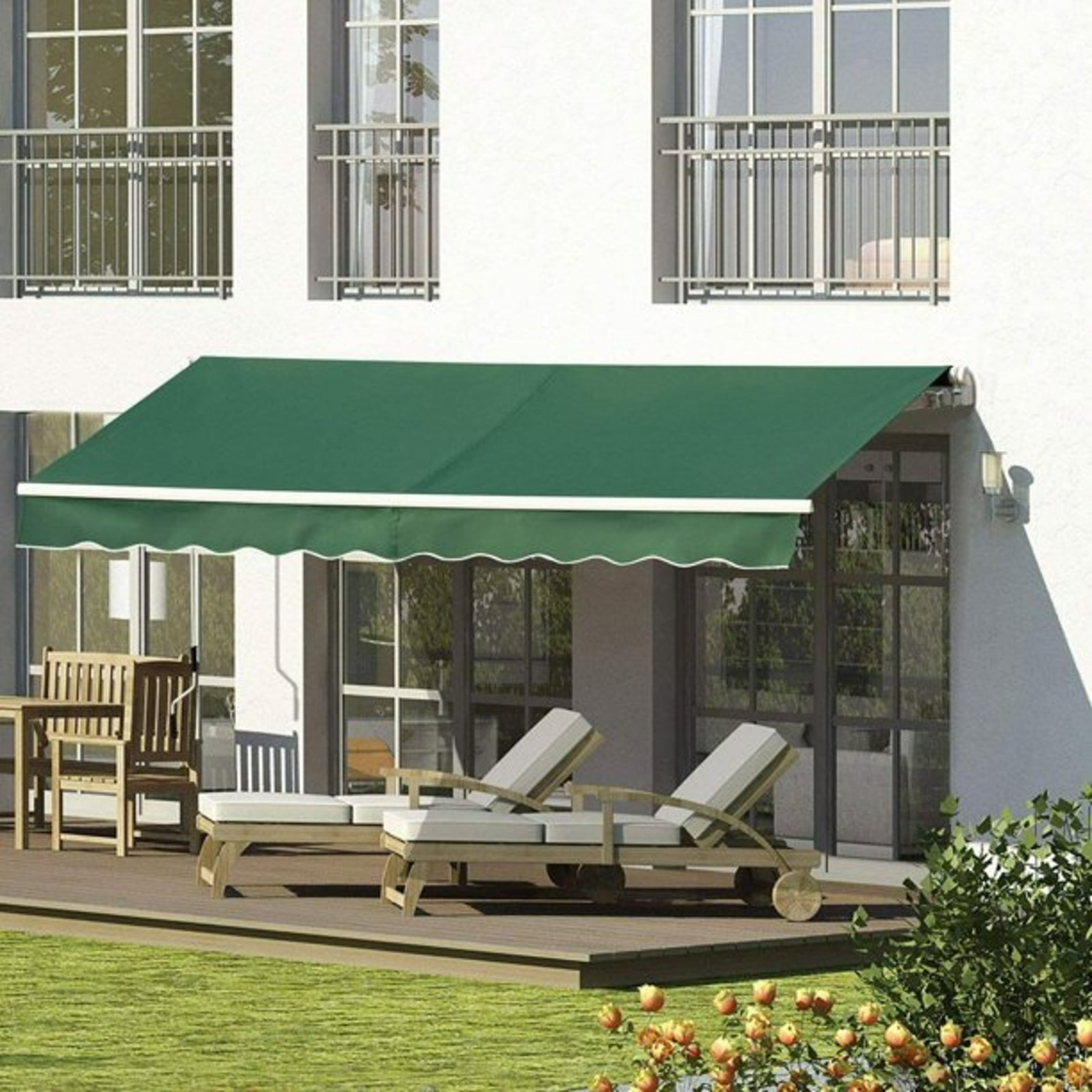 Red White The Fellie Garden Awnings L2xW1.5m Manual Patio Awning Retractable Canopy Outdoor Sun Shader