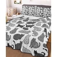 thumbnail image 3 of Quilts Twin Size Bedding Set, Black White Cat Lightweight Quilted Comforter, Modern Striped Geometric Abstract Soft Reversible Bedspread Coverlet with Pillow Covers for All Season, 68" x 86", 3 of 7