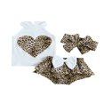 thumbnail image 1 of PENGXIANG Baby Girls Summer Outfit Leopard Print Heart Sleeveless Rib Knit Tank Tops Bow Ruffles Shorts Headband 3Pcs Clothes Set 6-9 Months, 1 of 8