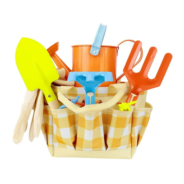 GROWTH TANK Kids Garden Tool Set Toy Gift With Storage Bag Shovel Rake Kettle Sprinkler Pipe