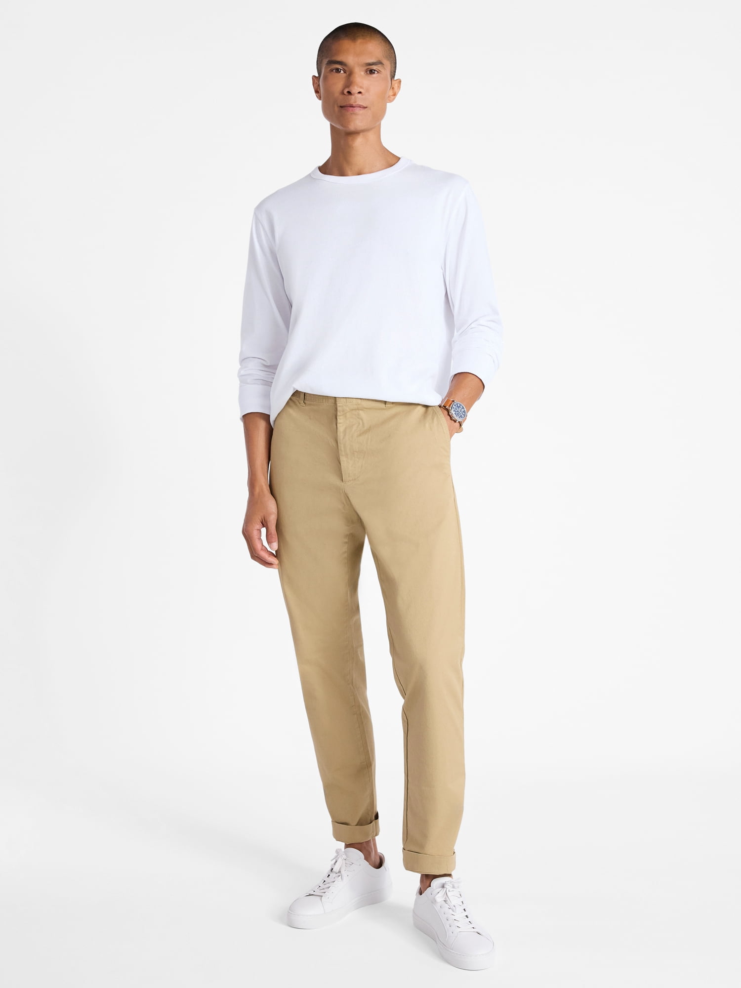 Free Assembly Men's Everyday Cotton Tee with Long Sleeves, Sizes XS-3XL