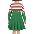thumbnail image 3 of Renewold Comfortable Dresses for Girls Long Sleeve Christmas Elf Swing Twirl Dress Soft Comfortable Jumpskirt Kids Winter Daily School Outfits Size M, 3 of 4