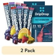 (2 pack) DripDrop Electrolyte Powder Drink Mix for Dehydration Relief Fast, Juicy Variety, 0.35 oz, 8 Count Packets