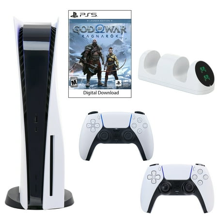 Sony PlayStation 5 Core Console with God of War: Ragnarok with Dual Charger and DualSense Controller in White