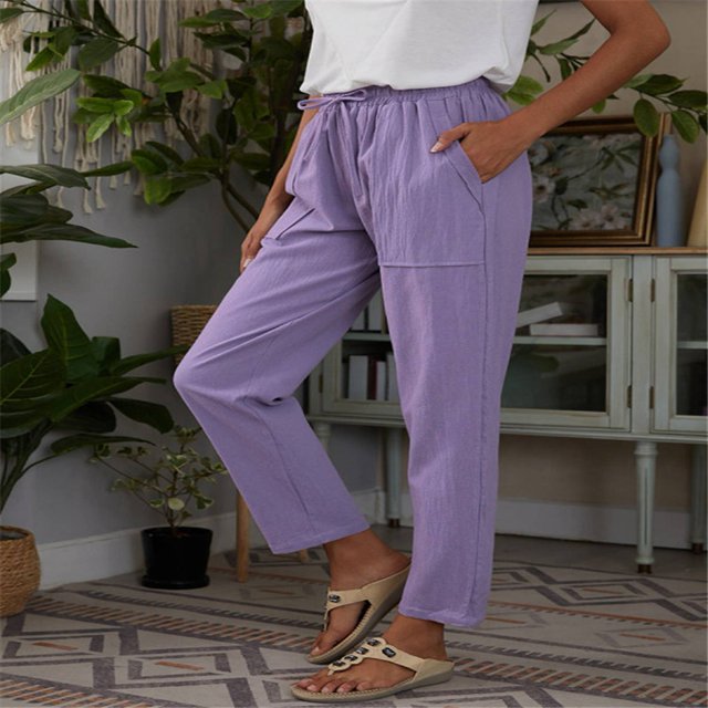 Pantalones casuales, pantalones casuales de mujer, pantalones casuales de algodón con bolsillos, pantalones casuales de mujer, valor excepcional