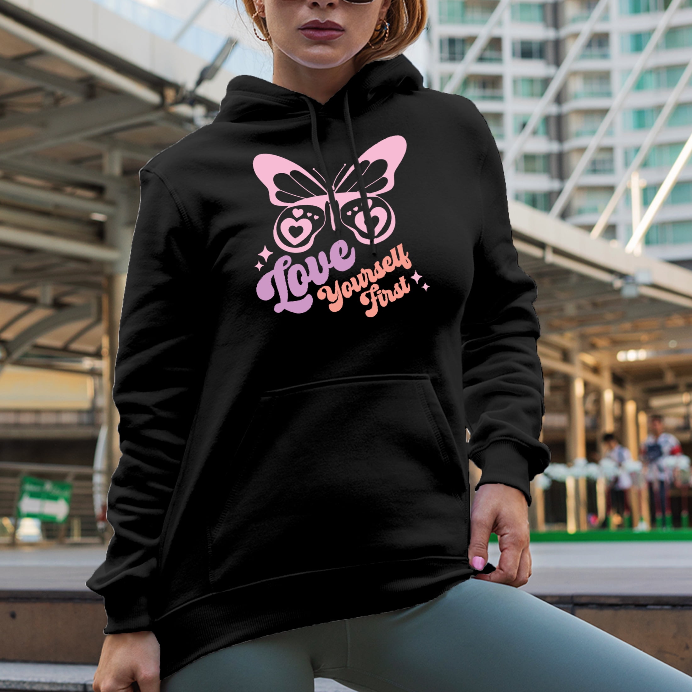 Love yourself butterfly hoodie hotsell