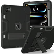 Dteck Case for iPad Pro 11 inch 2024,Shockproof Silicone   PC 3-Layer Protection Kickstand Case Heavy Duty Cover for iPad Pro 11-in. (M4) 2024,Black