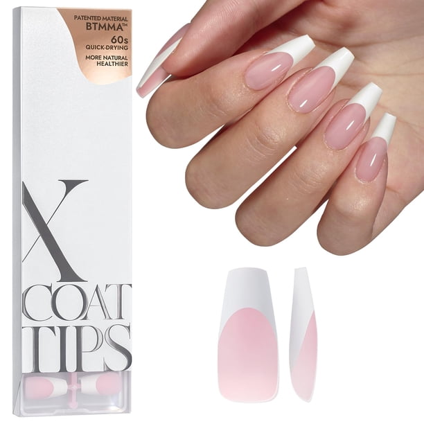 Puntas de uñas postizas BTartBoxNails, punta francesa, rosa, tamaño mediano