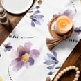 thumbnail image 3 of Purple Spring Floral Table Runner - 90 Inch Long Pink Flowers Farmhouse Watercolor Cotton and Linen Blended Dress Scarves Farmhouse Table Runner for Kitchen Dining, Coffee Table, 13" x 90", 3 of 8