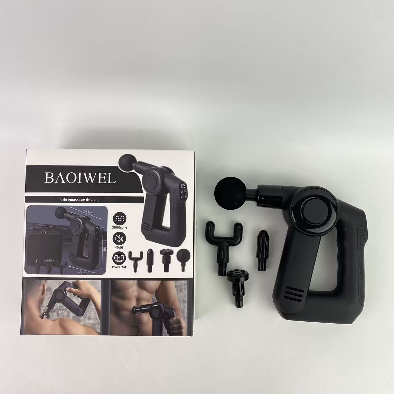 BAOIWEL Vibromassage devices,Quiet Deep Tissue Therapy Massage Gun - Bluetooth Enabled, Electric Percussion Massage Gun & Personal Massager for Pain Relief in Neck, Back, Leg, Shoulder and Body (Blac
