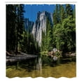 thumbnail image 3 of Ambesonne Nature Shower Curtain, Granite Cliff River, 69"Wx84"L, Green Blue, 3 of 5