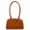 Coffee, variant on Retro Glossy PU Underarm Shoulder Bag, Dual Pocket Boston-Style Purse, Brown