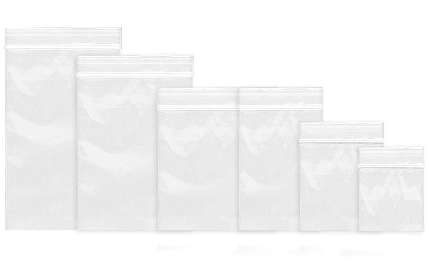 600 Ziplock Bags 6 Assorted Sizes Clear 2mil Baggies 1.5x2  2x2  2x3 3x3 3x4 3x5 