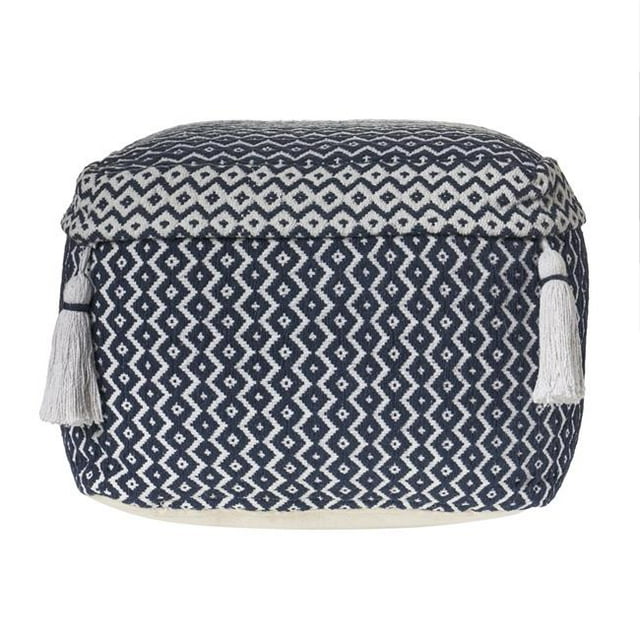 LR Resources POUFS99762NVI1612 Pouf de Stockage de Diamants&44; Marine & Ivoire