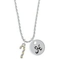 thumbnail image 1 of Delight Jewelry Two-tone 3-D Candy Cane Silvertone Script Initial Disc - H - Charm Necklace, 20"+3", 1 of 4