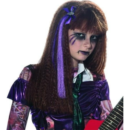 Purple Hair Extension & Skeleton Hand Bow Costume Accessory One Size