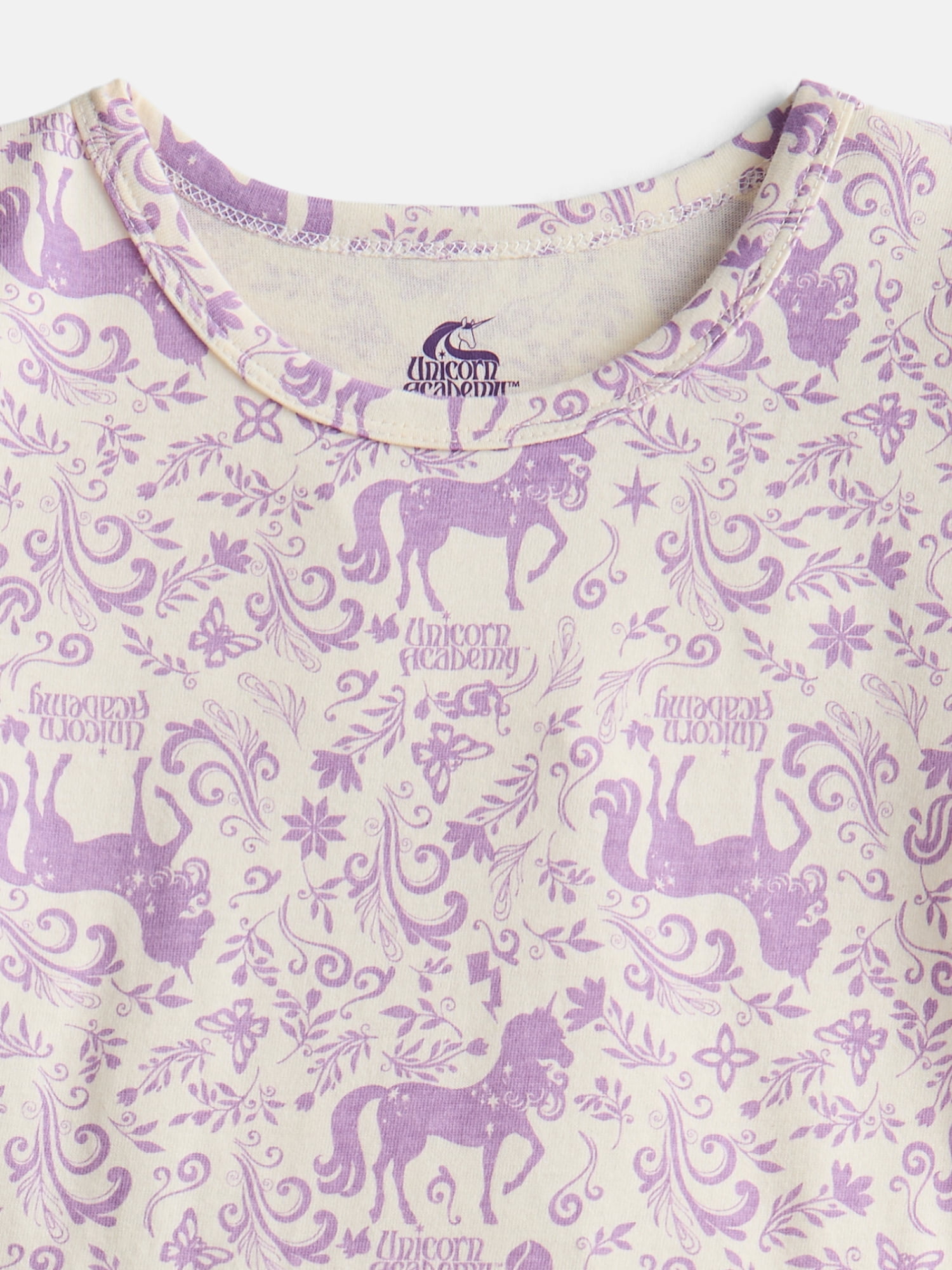 Unicorn Academy Girls Print Skater Dress with Short Sleeves, Sizes 4-12