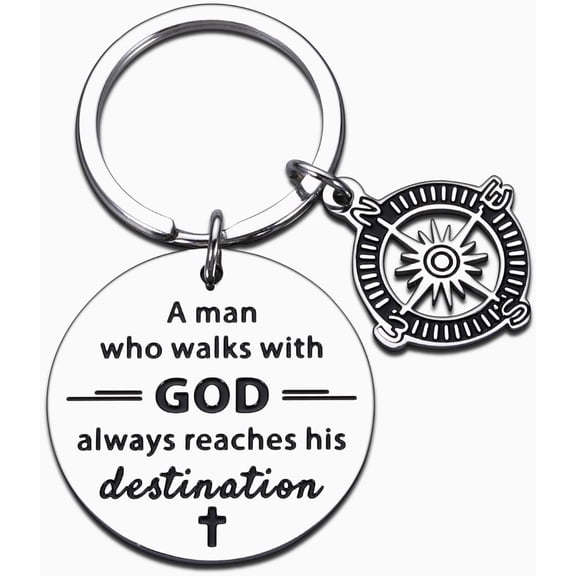 Baptism Gifts for Men Adults, Baptismal First Communion Confirmation Gifts for Teen, Christian Easter Gift Jesus Easter Basket Stuffers Catholic Man of God Confirmation Christian Keychain