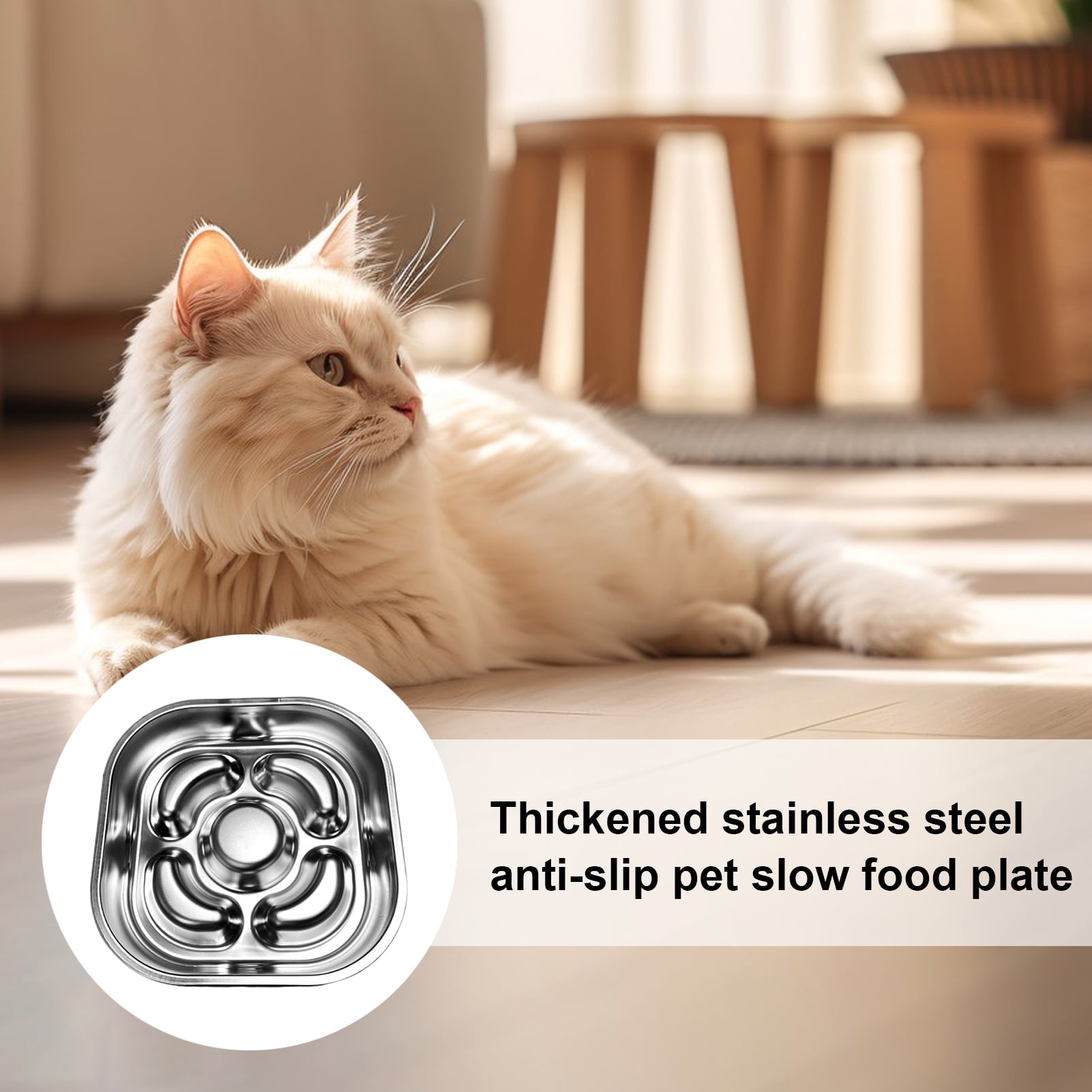 YIFAEUX Pet Slow Food Bowl Anti-Slip Design Promotes Slow Feeding Stainless Steel Pet Dog Bowl for Small to Medium Dogs