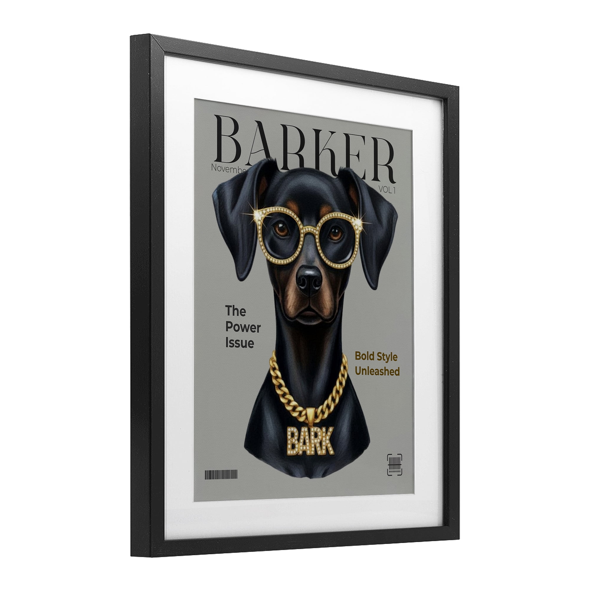 Stupell Industries Barker Dog Fashion Magazine Black Framed Print Under Glass, design by A Barefoot Stylist