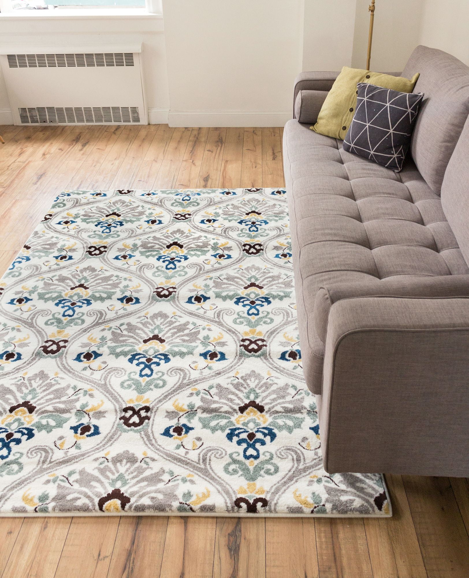 Long Pile Geometric Design Rug Soft Bedroom Living Area Carpet Blue Accent Mat 