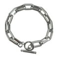 thumbnail image 2 of Huepoe Paperclip Chain Bracelets for Women Men Titanium Steel Chain Bracelet with Round Toggle Clasps for Daily Wear Party Accessory, 2 of 7