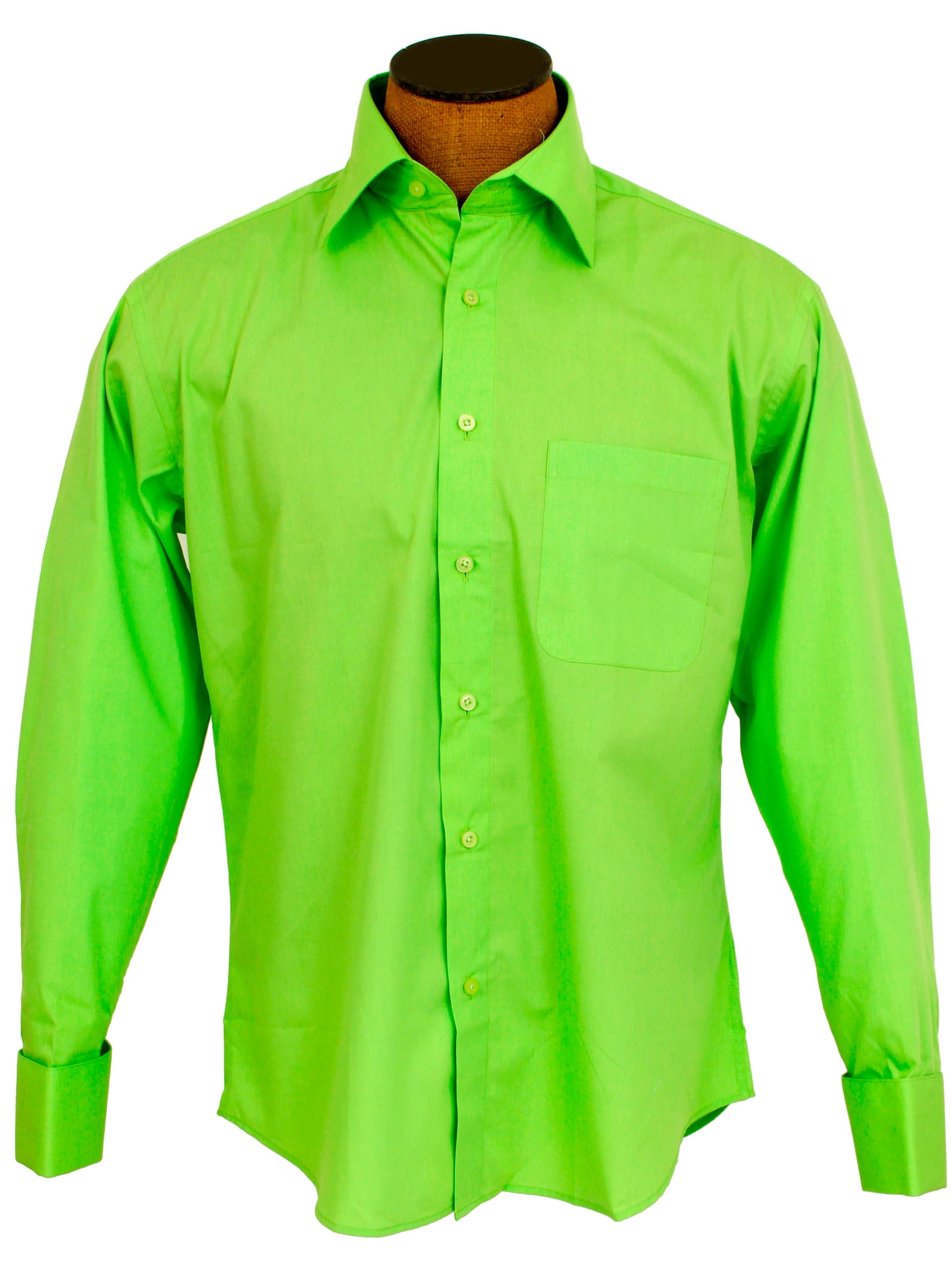 Men Mens Dress Shirt Plain Apple Green Modern Fit Wrinkle Free Cotton Blend Amanti Clothing