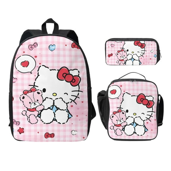 Cute He_llo Kit_ty(11) Backpack Set, Backpack With Lunch Box And Pencil Case 3pcs Set