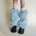 thumbnail image 6 of GRABLOOM Women's Plush Blue Leg Warmers for Daily Wear and Festival Occasion Furry Fuzzy Boot Toppers Gaiters Footless Socks, 6 of 8