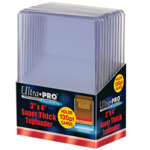 Ultra Pro Toploaders: 3" x 4"  Super Thick 130pt (10ct) - Thick Baseball, Basketball, Hockey, Football Cards (Ie Memorabilia)