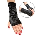 thumbnail image 2 of Guantes Sin Dedos para Mujer, Guantes Gótico, Accesorios para Ropa de Disfraces , Guanti Senza Dita Neri, Talla única Yinane guantes negros sin dedos, 2 of 6