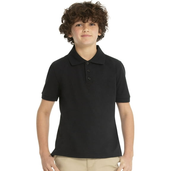 classroom school uniforms girls' big short slv pique polo, black, xl
