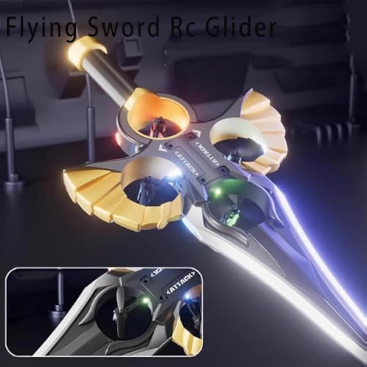 سيف طائر عن بعد - طائرة سيف طائر تفاعلية للبالغين، مزودة بتقنية طيران متطورة وأضواء LED وتصميم متين (نوع تحكم مزدوج)