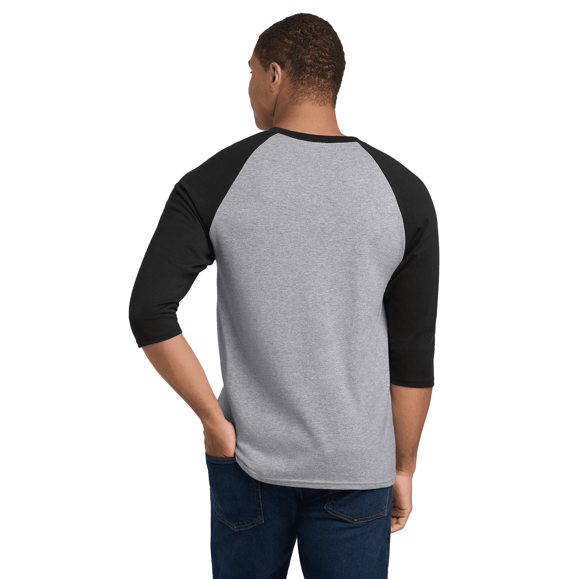 Gildan Heavy Cotton 3/4 Sleeve Raglan T-Shirt, Soft Cotton, Unisex Baseball Tee, Sport Grey/ Black, Pack of 4, S