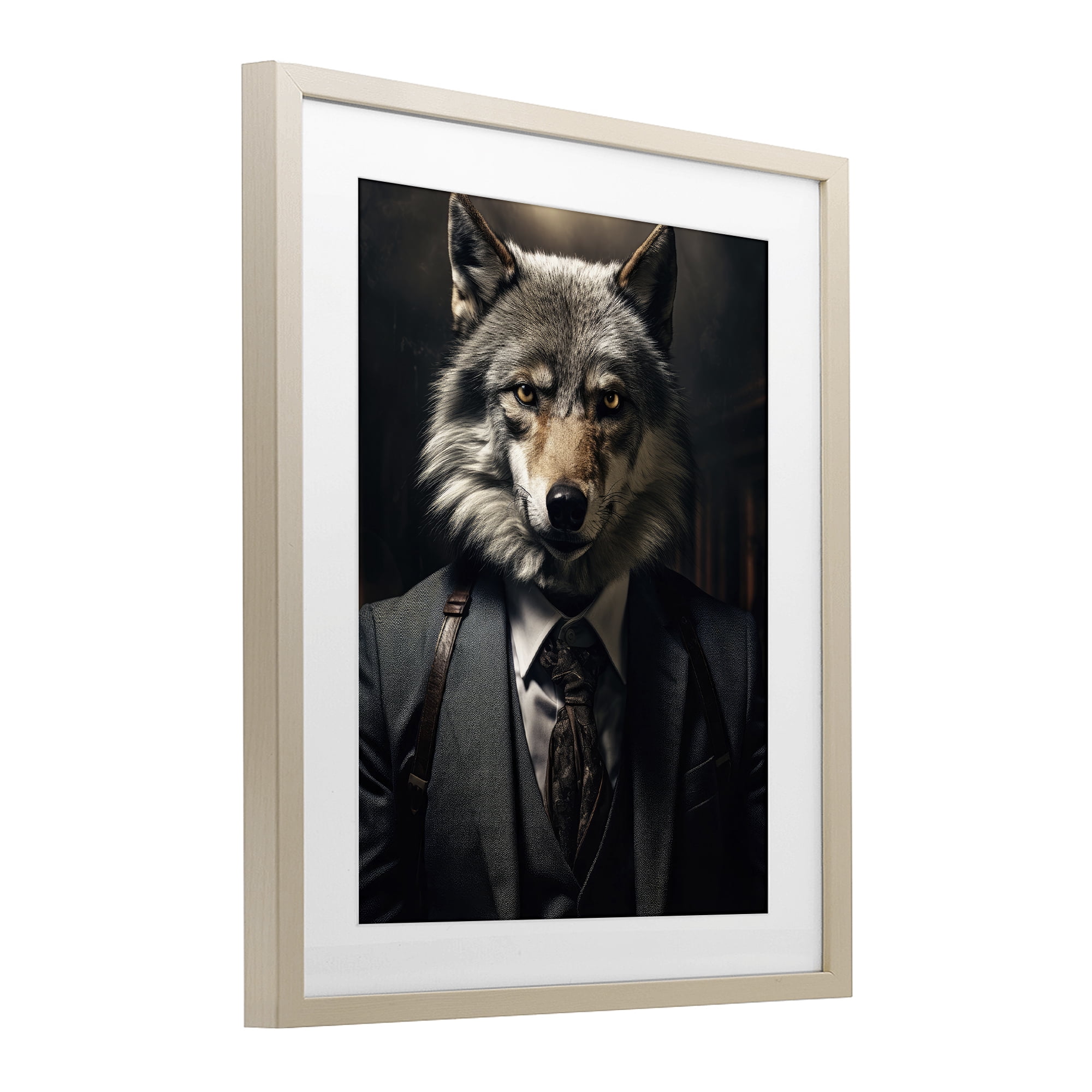 Stupell Industries Trendy Wall Street Wolf Birch Framed Print Under Glass, design by Ray Powers
