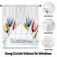 thumbnail image 3 of Red Yellow Blue Tulips Swag Valances for Windows 2 Pack Transparent Floral Botanical Flower Swag Kitchen Curtains 45 Inches Long Rod Pocket Short Window Treatment for Kitchen Bathroom 36"x45", 3 of 8