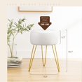 thumbnail image 4 of Dycanpo 19” Faux Leather Vanity Stool Modern Chair with Metal Leg, for Makeup Room, White, 4 of 7